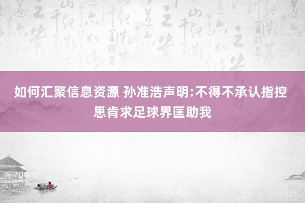 如何汇聚信息资源 孙准浩声明:不得不承认指控 思肯求足球界匡助我