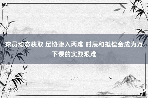 球员动态获取 足协堕入两难 时辰和抵偿金成为万下课的实践艰难