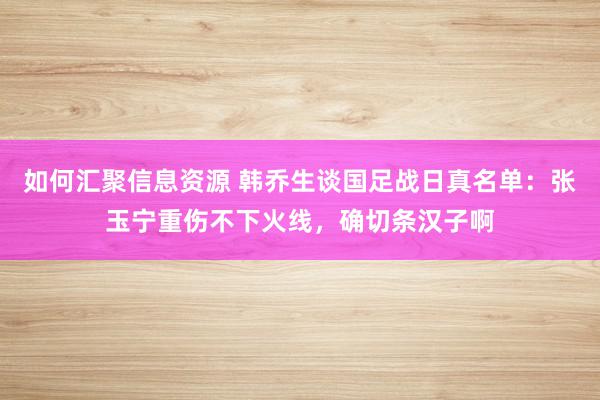 如何汇聚信息资源 韩乔生谈国足战日真名单：张玉宁重伤不下火线，确切条汉子啊