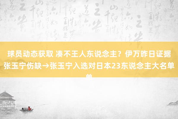 球员动态获取 凑不王人东说念主？伊万昨日证据张玉宁伤缺→张玉宁入选对日本23东说念主大名单