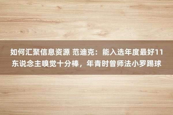 如何汇聚信息资源 范迪克：能入选年度最好11东说念主嗅觉十分棒，年青时曾师法小罗踢球