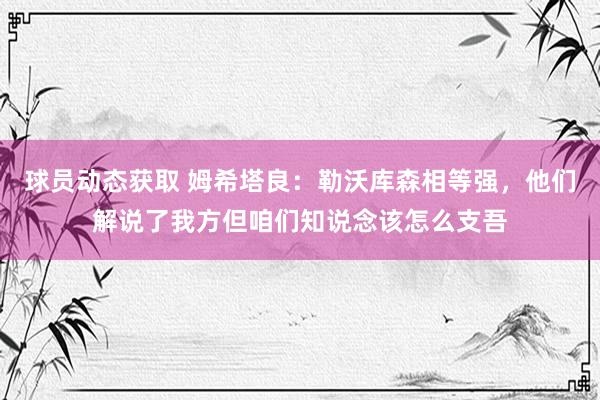 球员动态获取 姆希塔良：勒沃库森相等强，他们解说了我方但咱们知说念该怎么支吾