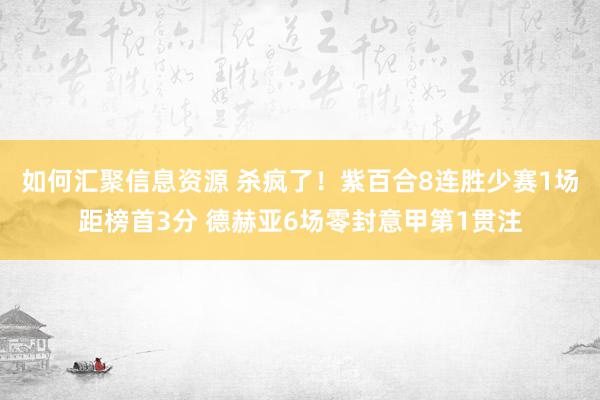 如何汇聚信息资源 杀疯了！紫百合8连胜少赛1场距榜首3分 德赫亚6场零封意甲第1贯注