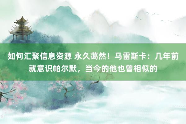 如何汇聚信息资源 永久蔼然！马雷斯卡：几年前就意识帕尔默，当今的他也曾相似的