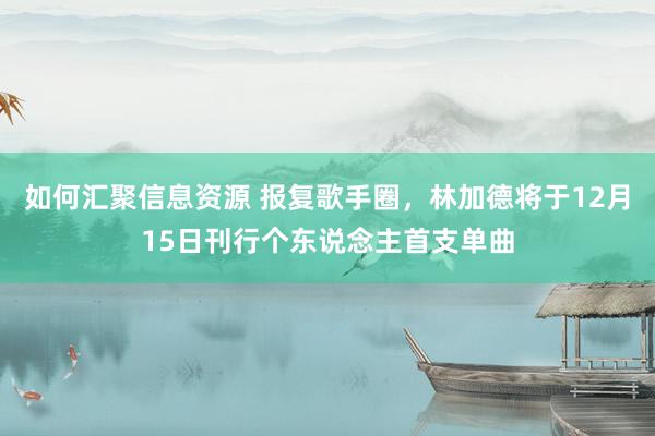 如何汇聚信息资源 报复歌手圈，林加德将于12月15日刊行个东说念主首支单曲