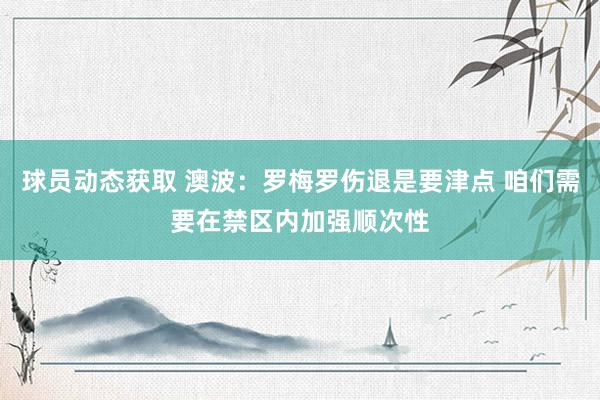 球员动态获取 澳波：罗梅罗伤退是要津点 咱们需要在禁区内加强顺次性